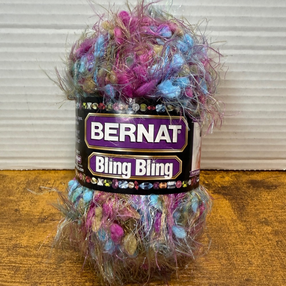 Bernat Bling Bling Bulky Yarn Sassy‎ Sparkle Y2K 90yds Knitting Crochet Colorful